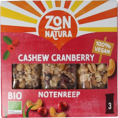 Zonnatura Notenreep cashew cranberry bio Zonnatura Notenreep cashew cranberry bio 75 gram - Overig reform/levensmiddelen