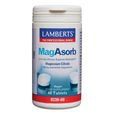 Lamberts MagAsorb (magnesium citraat) 150 mg Lamberts MagAsorb (magnesium citraat) 150 mg 60 tabletten - Mineralen enkel
