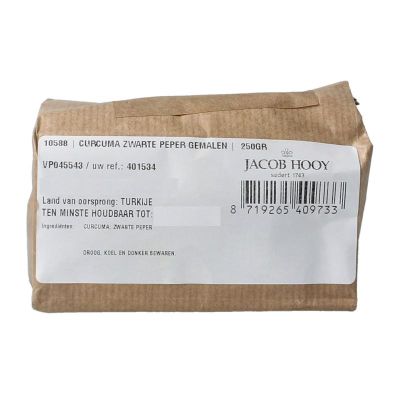 Jacob Hooy Curcuma zwarte peper gemalen Jacob Hooy Curcuma zwarte peper gemalen 250 gram - Kruiden