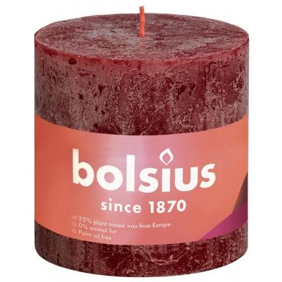 Bolsius Rustiek stompkaars shine 100/100 velvet red