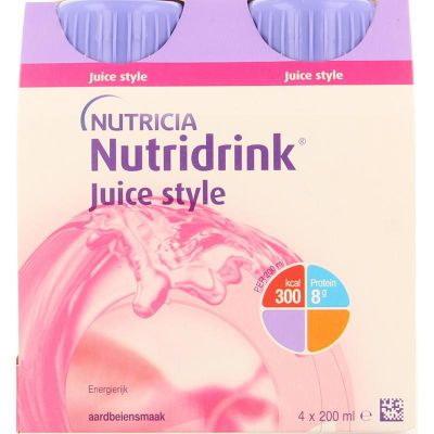 Nutridrink Juice style aardbei 200ml 4 stuks - Energieverrijkt