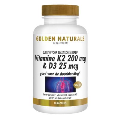 Golden Naturals Vitamine K2 200 mcg & D3 25 mcg