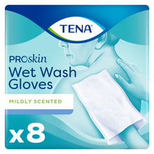 TENA Wet Wash Glove Mildly scented 8 Foto van TENA Wet Wash Glove Mildly scented 8