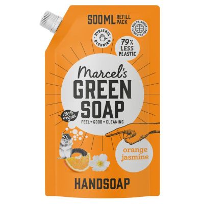 Marcel's GR Soap Handsoap orange & jasmine refill Marcel's GR Soap Handsoap orange & jasmine refill 500 Milliliter - Zeep