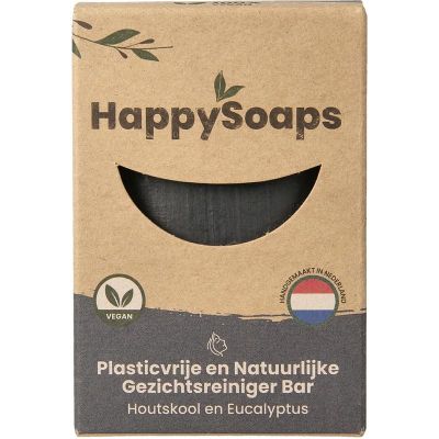 Happysoaps Gezichtreiniger bar houtskool en eucalyptus