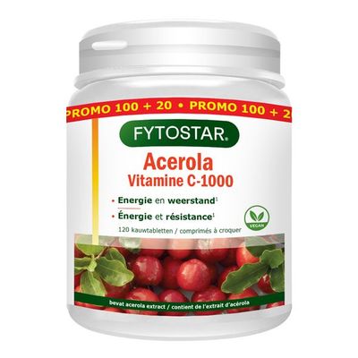 Fytostar Acerola vitamine C 1000 100+20 zuigtabletten - Vitamine enkel