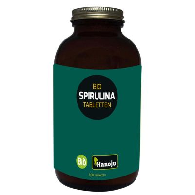 Hanoju Bio spirulina 400 mg glas flacon