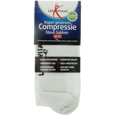 Lucovitaal Koper compressie steunsok maat 42-47 wit 1 paar - Kleding/ondergoed