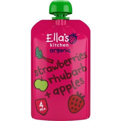 Ella's Kitchen Strawberry rhubarb & apples 4+ maanden knijpzakje