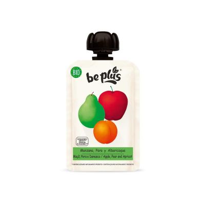 Foto van Beplus Knijpfruit 100% apple pear apricot bio