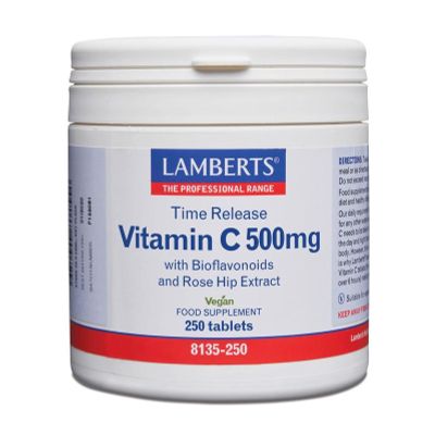 Lamberts Vitamine C 500 time released & bioflavonoiden Foto van Lamberts Vitamine C 500 time released & bioflavonoiden