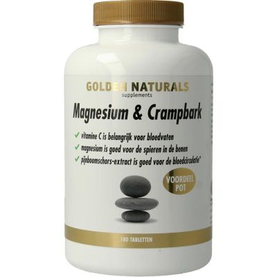 Golden Naturals Magnesium & Crampbark 180 tabletten - Overige vitaminen/mineralen