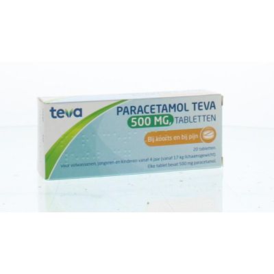 Teva Paracetamol 500 mg Teva Paracetamol 500 mg 20 tabletten - Pijnstillers