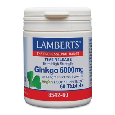Lamberts Ginkgo 6000 mg Lamberts Ginkgo 6000 mg 60 tabletten - Fytotherapie