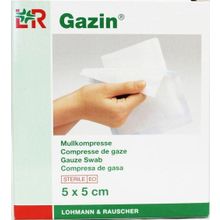 Gazin gaaskompres 5 x 5 cm steriel 5 x 2 Foto van Gazin gaaskompres 5 x 5 cm steriel 5 x 2