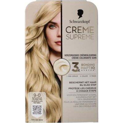 Schwarzkopf Creme supreme 9-0 licht blond 1 stuks - Haarkleuring