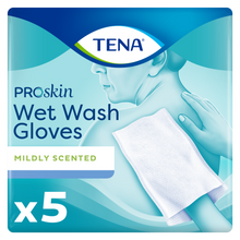 Foto van TENA Wet Wash Glove Mildly Scented 5