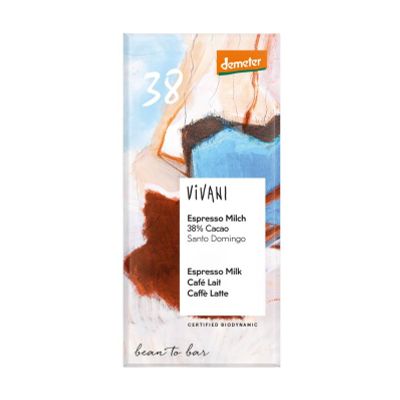 Vivani Chocolade Demeter melk espresso 38% bio Vivani Chocolade Demeter melk espresso 38% bio 90 gram - Snoepgoed