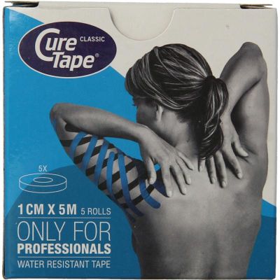 Curetape Kinesiotape blauw 1cm x 5m 5 stuks - Sport verzorging