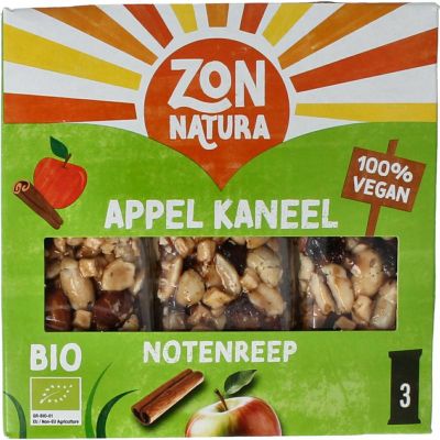 Zonnatura Noten appel kaneel reep 25 gram Zonnatura Noten appel kaneel reep 25 gram 3 stuks - Snoep en chocola