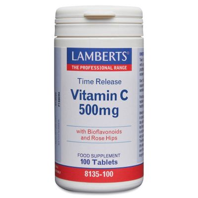Lamberts Vitamine C 500 time released & bioflavonoiden Foto van Lamberts Vitamine C 500 time released & bioflavonoiden
