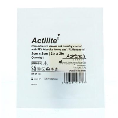 Advancis Actilite manuka non adh. netverband viscose 5 x 5 Advancis Actilite manuka non adh. netverband viscose 5 x 5 1 stuks - Wondverband