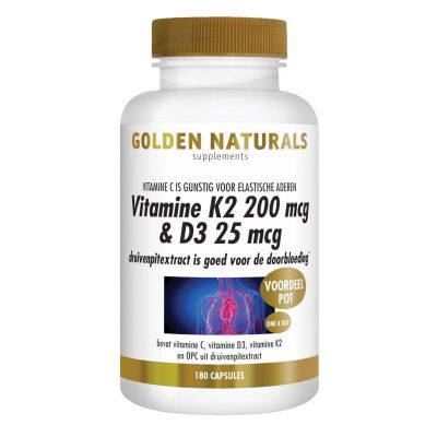 Golden Naturals Vitamine K2 200 mcg & D3 25 mcg