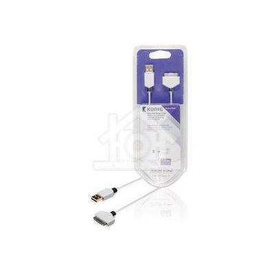 König Data en Oplaadkabel Apple Dock 30-Pins - USB A Male 1.00 m Wit KNM39100W10