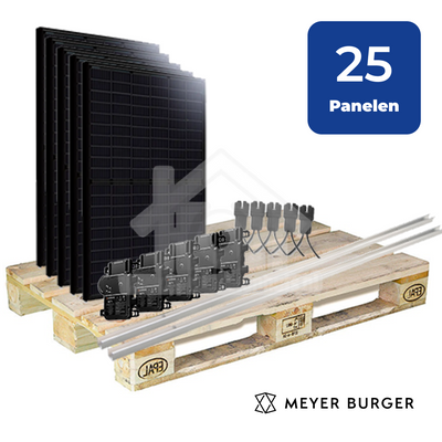 25 Zonnepanelen 9500Wp Meyer Burger Schuin Dak Staal Damwand Landscape/Enphase IQ8+ Micro-Omvormer