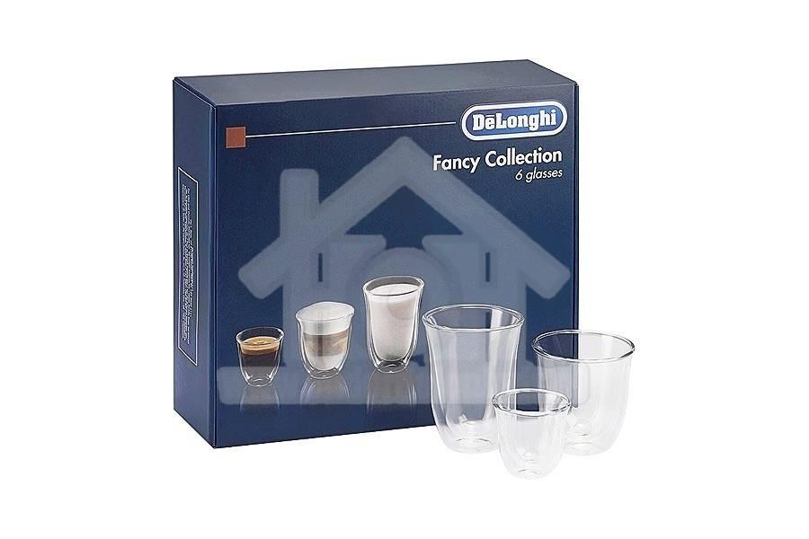 DeLonghi Kopjes Fancy collection Set van 6 glazen 2x Espresso 2x