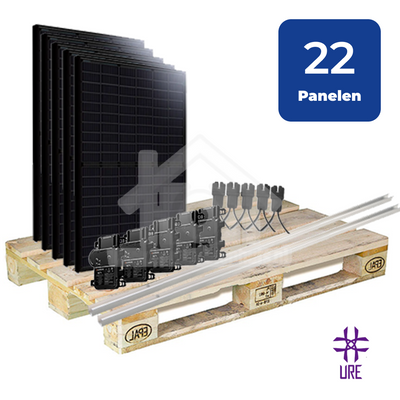 22 Zonnepanelen 8800Wp URE Schuin Dak Dakpanplaten Landscape - incl. Enphase IQ8+ Micro-Omvormer