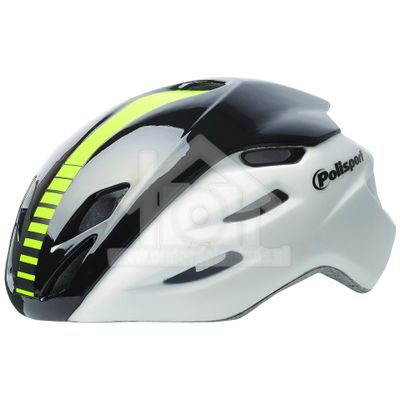 Polisport helm Aero Road mat wit/glans zwart/geel L 58-61cm