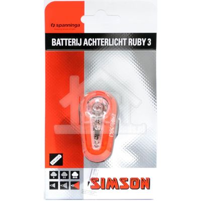 Simson achterlicht Ruby 3 batterij zadelpen