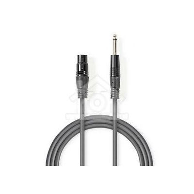 Nedis Ongebalanceerde XLR-Audiokabel | XLR 3-pins female - 6,35 mm male | 10 m | Grijs COTG15120GY1
