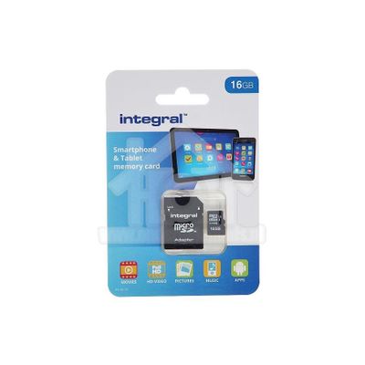 Integral Memory card Smartphone & Tablet, Class 10 (incl.SD adapter) Micro SDHC card 16GB