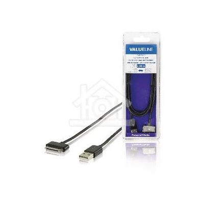 Valueline Data en Oplaadkabel Apple Dock 30-Pins - USB A Male 2.00 m Zwart VLMB39100B20