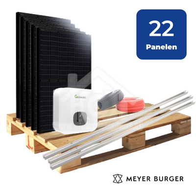 22 Zonnepanelen 8360Wp Meyer Burger Plat Dak - incl. Growatt Omvormer