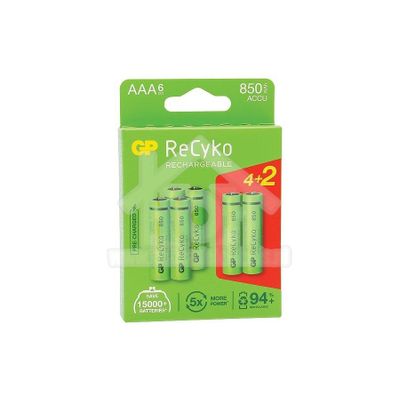 GP Batterij ReCyko+ Oplaadbaar AAA 850mAh NiMH 12085AAAHCE-C4+2
