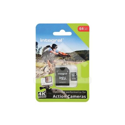 Integral Memory card Action Camera, Class 10 (incl.SD adapter) Micro SDXC card 64GB 95MB/s