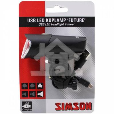 Simson koplamp Future usb 30 lux stuurbocht