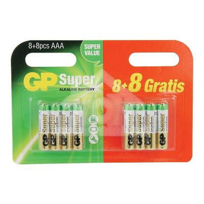 GP Batterij AAA LR03 1,5V 8+8 Super Value Potlood Super Alkaline 03024ADHBC8+8