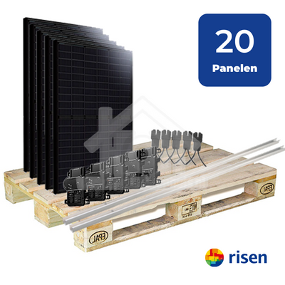20 Zonnepanelen 7900Wp Risen Schuin Dak Dakpannen Portrait - incl. Enphase IQ8+ PLUS Micro-Omvormer