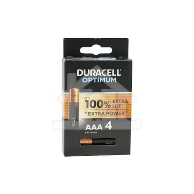 Duracell Batterij AAA Alkaline Optimum, Blister 4 stuks 138803