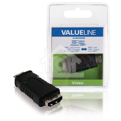 Valueline High Speed HDMI met Ethernet Adapter HDMI Mini-Connector Male - HDMI Female Zwart VLVB349