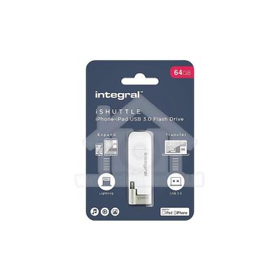 Integral Memory stick iShuttle, Lightning Flash Drive USB 3.0, 64GB INFD64GBISHUTTLE