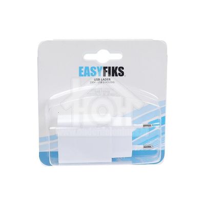 Easyfiks Oplader 230V, 2.1A/5V, 2-poort, wit Universeel USB 50041746