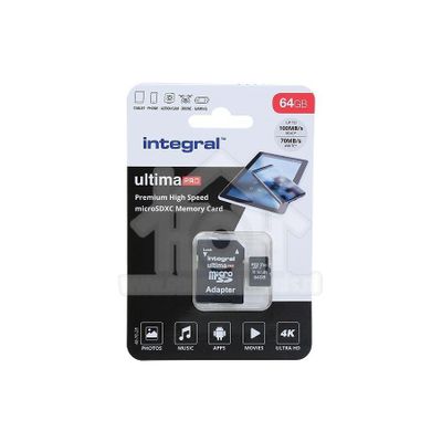 Integral Memory card UltimaPro High Speed Class 10 (incl.SD adapter) INMSDX64G-100/70V30