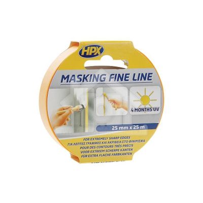 HPX Tape Afplakband 100 Graden Oranje Masking Fine line 25mm x 25 meter FP2525
