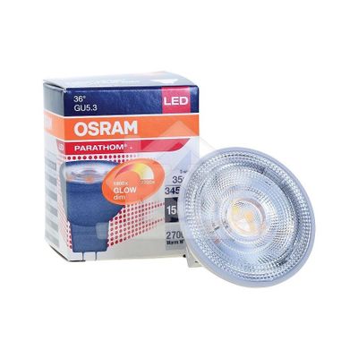 Osram Ledlamp Reflectorlamp LED MR16 Glow Dim 36 Graden 5W 12V GU5.3 345lm 1800K-2700K 4058075105355