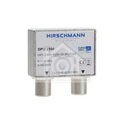 Hirschmann Coax Splitter IEC Female ingang, 2x Male uitgang, nummer 11 695020466